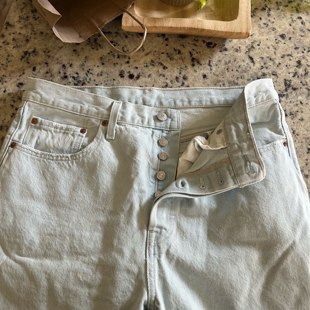 Levi's Light Blue Jeans with Tan Leather Patch